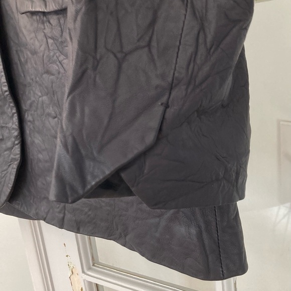 Zadig & Voltaire Lamb Leather Venturi Cuir Froisse Crinkle Effect Blazer - Picture 8 of 14